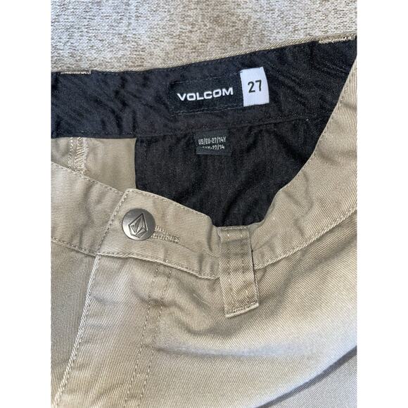Volcom Pants Boys 24, True To This Chino Khaki Straight Embroidered Logo - Picture 5 of 6